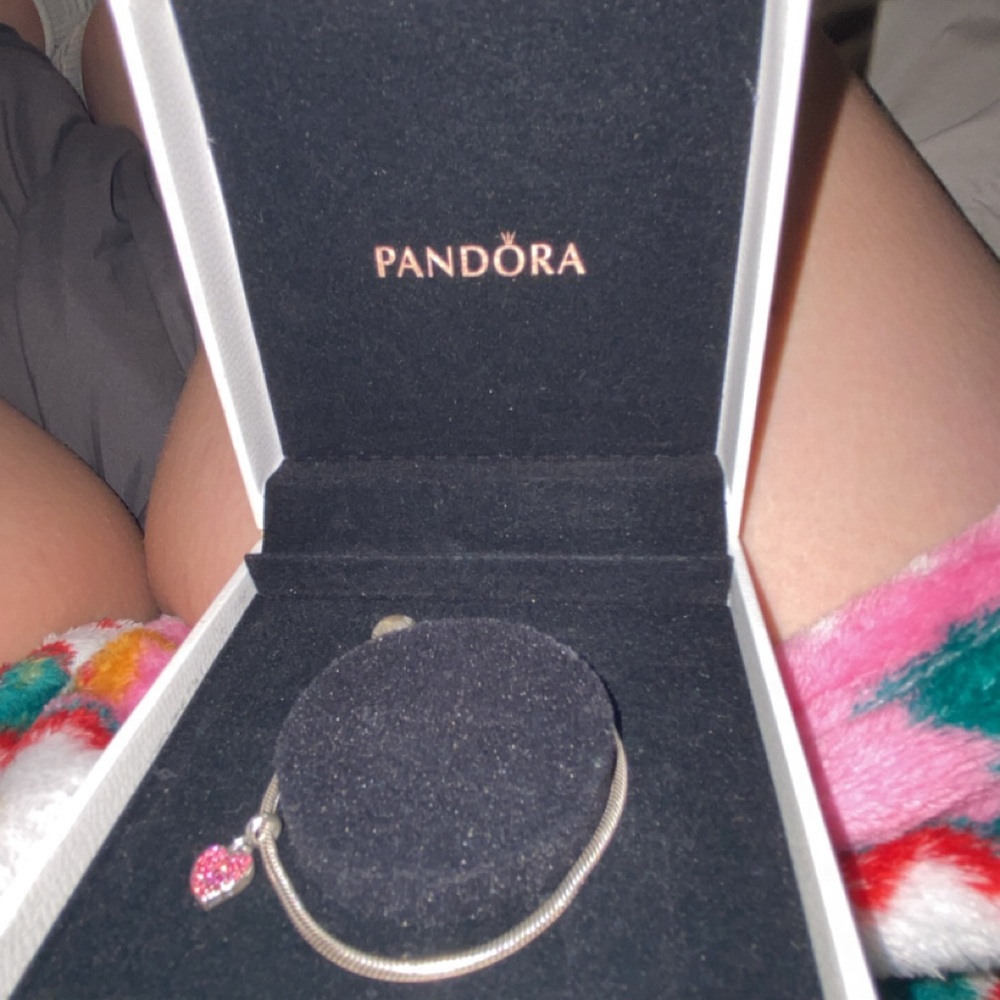 Pandora Silver Bracelet with Pink Heart Charm